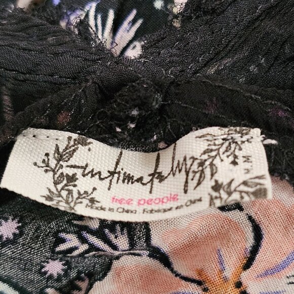 Free People Intimately Free Longwood Printed Slip Dress Size M Black - Picture 6 of 15